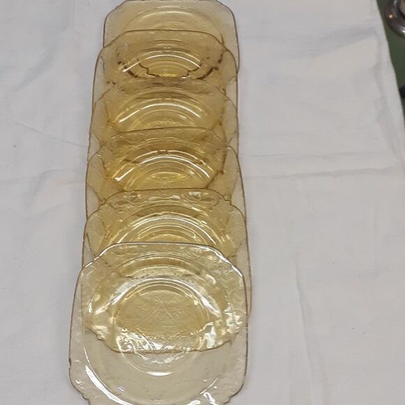 1930’s Depression Federal Glass Plate Madrid Pattern 6” Lot Of 6 - Picture 4 of 8